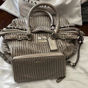Silver Coach purse with wallet